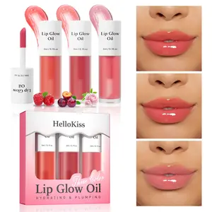 3-Piece Honey Cherry Lip Oil Set | Long-lasting hydration, plumping and moisturizing, repairs dry lips, nourishes and hydrates, leaves lips crystal clear and non-sticky.  A perfect holiday gift! Fruit-flavored, glossy, multi-color lip oil set.
