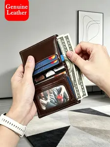 Men's Business Genuine Leather Wallet, Business Wallets, Bifold Credit Card Holder, Leather Bifold Cardholder, Large Capacity Coin Purse, Ideal Gift for Him, Multi-Card Slot