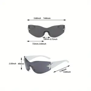 1pc of Gradient Y2K Futuristic Rimless Lens Starry Sky Fashion Ladies' Glasses with Storage Bag And Black Metal Starlight Frame Suitable for Hiking And Daily Style Travel And Holiday.