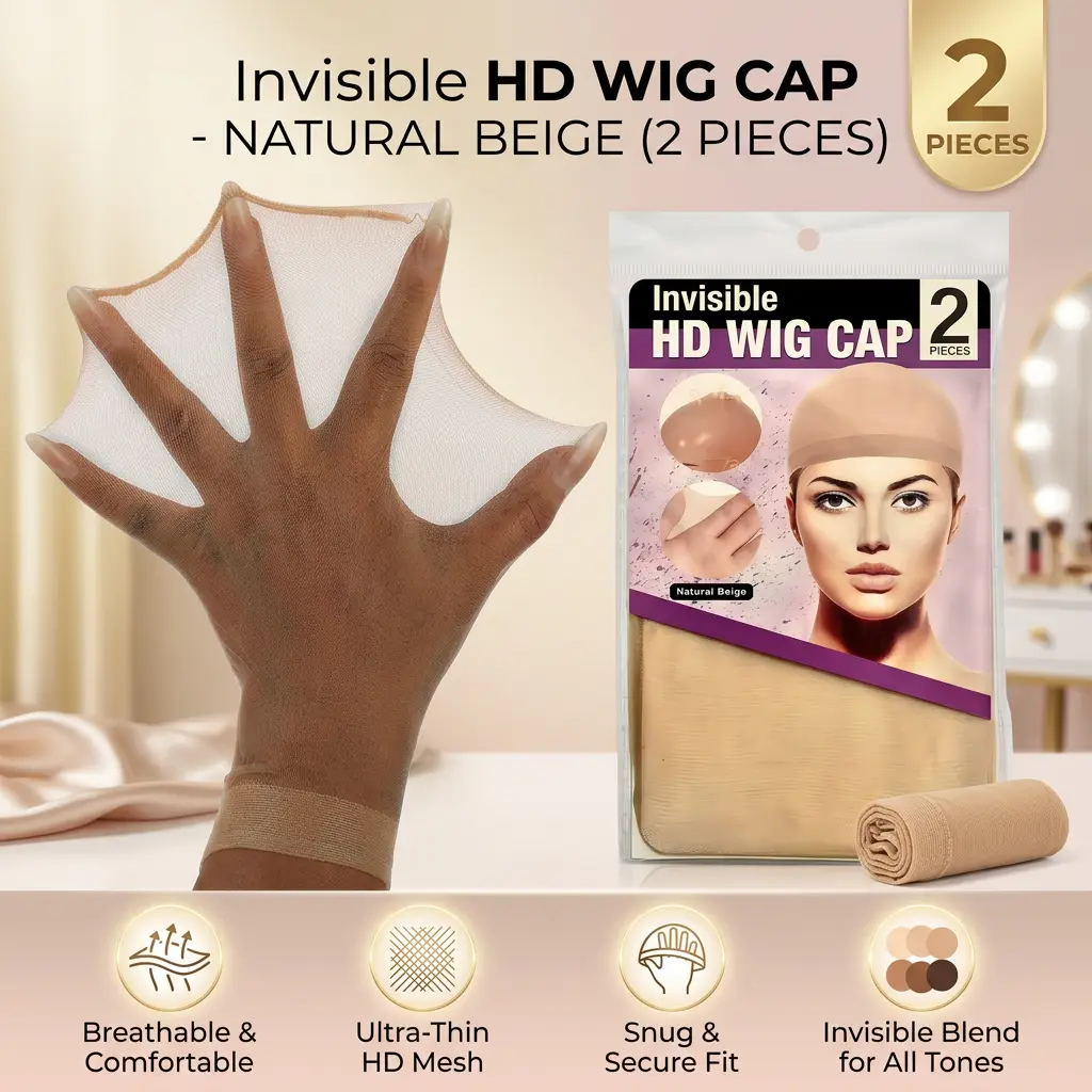Women's Stretchy Nylon Wig Caps - 5 Packs (10 Pieces), Breathable, Light but Strong, Elastic Tan Beige Stocking Caps for Wigs
