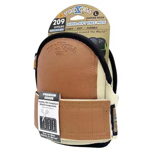 TROXELL USA Super-Soft Large Leatherhead Gray Knee Pads - Comfortable, Adjustable, Washable Kneepads (Small Size/Bagged in Pairs)