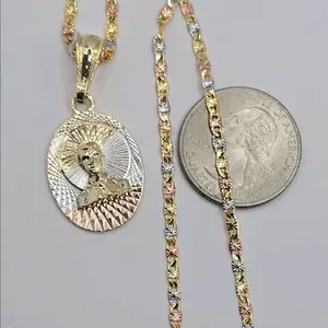 Jesus Malverde fashion necklace three colors Gold-plated small pendant beautiful chain