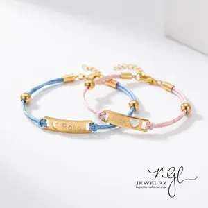 Custom Engraved Name Bracelet – Personalized Braided Bracelet, Matching Gift for Couples and Best Friends