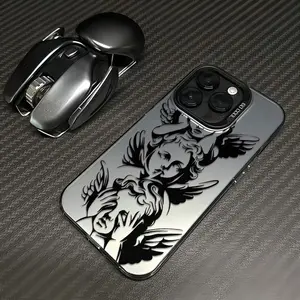 Unique Three Wise Angels Patterns Phone Case Featuring The Iconic See No Evil Hear No Evil Speak No Evil Angel Motif Merging Classic Baroque Art With Mysterious Spiritual Vibe For iPhone 17.16.15.14.13.12.11.X.XS.XSMAX.XR.8.7