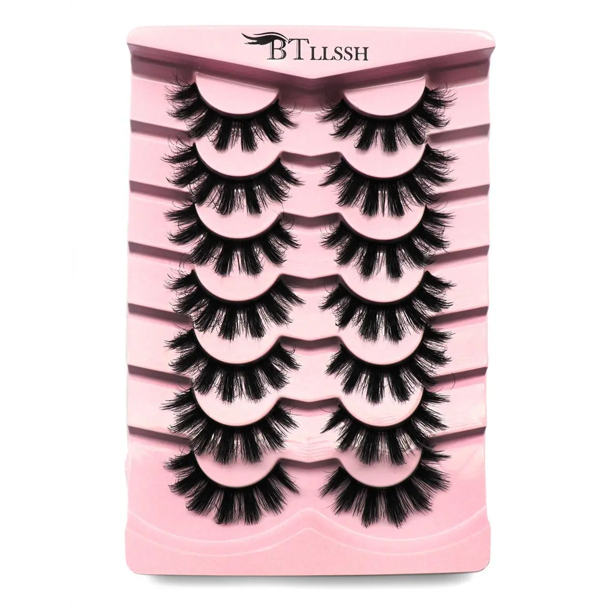 Fluffy False Eyelashes, Feline Lash Look, False Eyelash Extensions, 7 Pairs Volumized False Eyelashes for Women and Girls Eye Makeup Enhancement, Cosmetic Wispy Volume Eyelash Set, Fake Lashes, Fashion Eyelashes