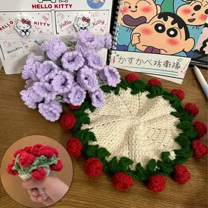 Crochet Flower Coaster Hand-knitted Rose Of The Round Coasters Heat Insulation Non-slip Table Mats Home Kitchen Decor