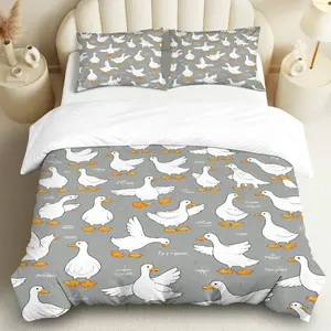 3PCS Duvet Cover Set, 1 Duvet+2 Pillowcases(Without filler), Goose  Animal Fun Playful theme, Christmas bedding set, Cozy Soft Decorative Bedding Suitable for decoration Bedroom, Guest Room, Dormitory, Living Room.