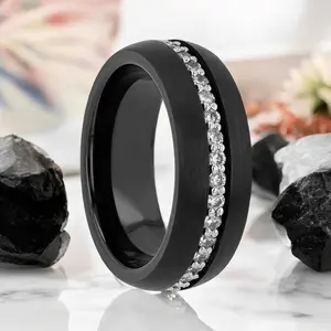TSAR | Black Tungsten Ring with White Sapphires