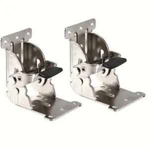 2-Pack Folding Hinge Stands, 0-90 Degree Adjustable Table Leg Brackets, Locking Extension Supports, Foldable Self-Locking Hinges with Screws