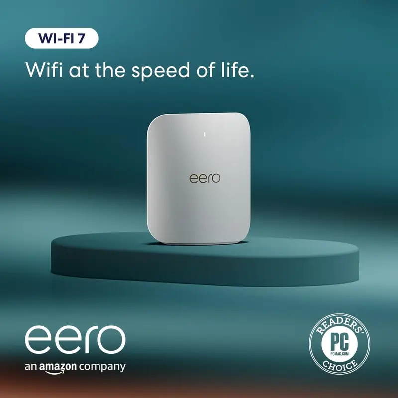 Amazon eero Pro 7 tri-band mesh Wi-Fi 7 router - Supports internet plans up to 5 Gbps, Coverage up to 2,000 sq. ft., 1-pack