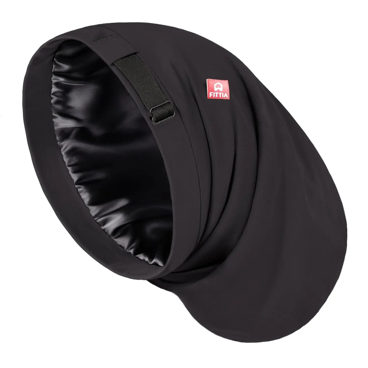 Silky Satin Large Double Layer Sleep Cap, Adjustable Elastic Band Sports Outdoor Hat for Women - Fits Long Hair, Braids, Dreadlocks for Daily Haircare, Heatless
