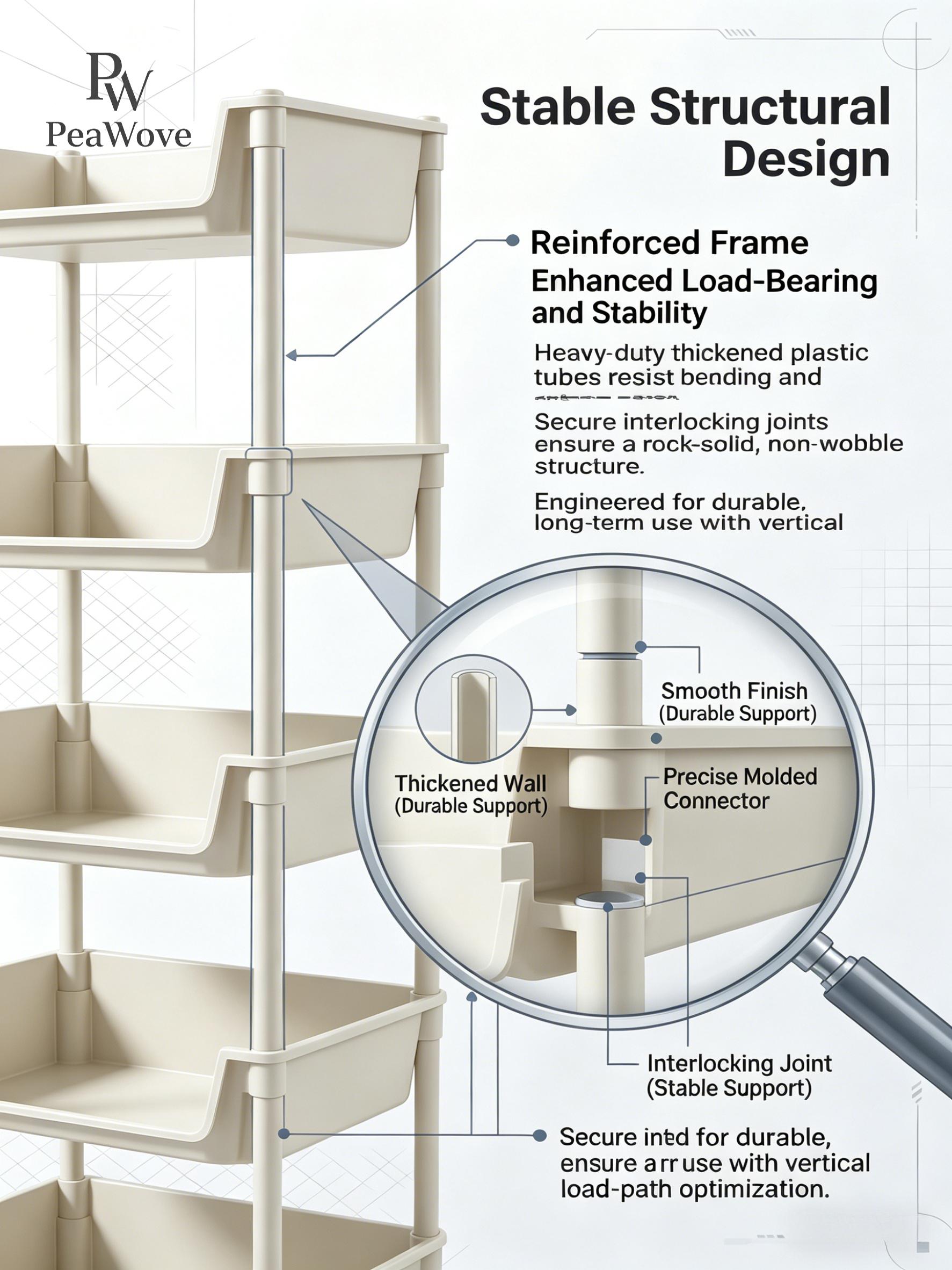 PeaWove Multifunctional Multi-Layer Plastic Storage Cartwith Wheels, Layered Shelf Organizer for BedroomKitchen Bathroom Living Room, AdjustableStanding Shelf Suction Cup Sponge Holder for Kitchen Sink semiannual sale 2026 easy install kit glove clip cas