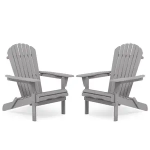 ARCH Wood Lounge Patio Chair for Garden Outdoor Wooden Folding Adirondack Chair Set of 2 Solid Wood Lounge Patio Chair for Garden, Lawn, Backyard,    RR