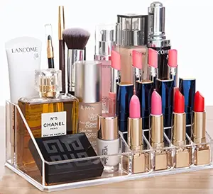 Clear Makeup Organizer & Vanity Display Tray | Skincare, Jewelry, Lipstick & Brush Holder | Glam Desk Organizer.
