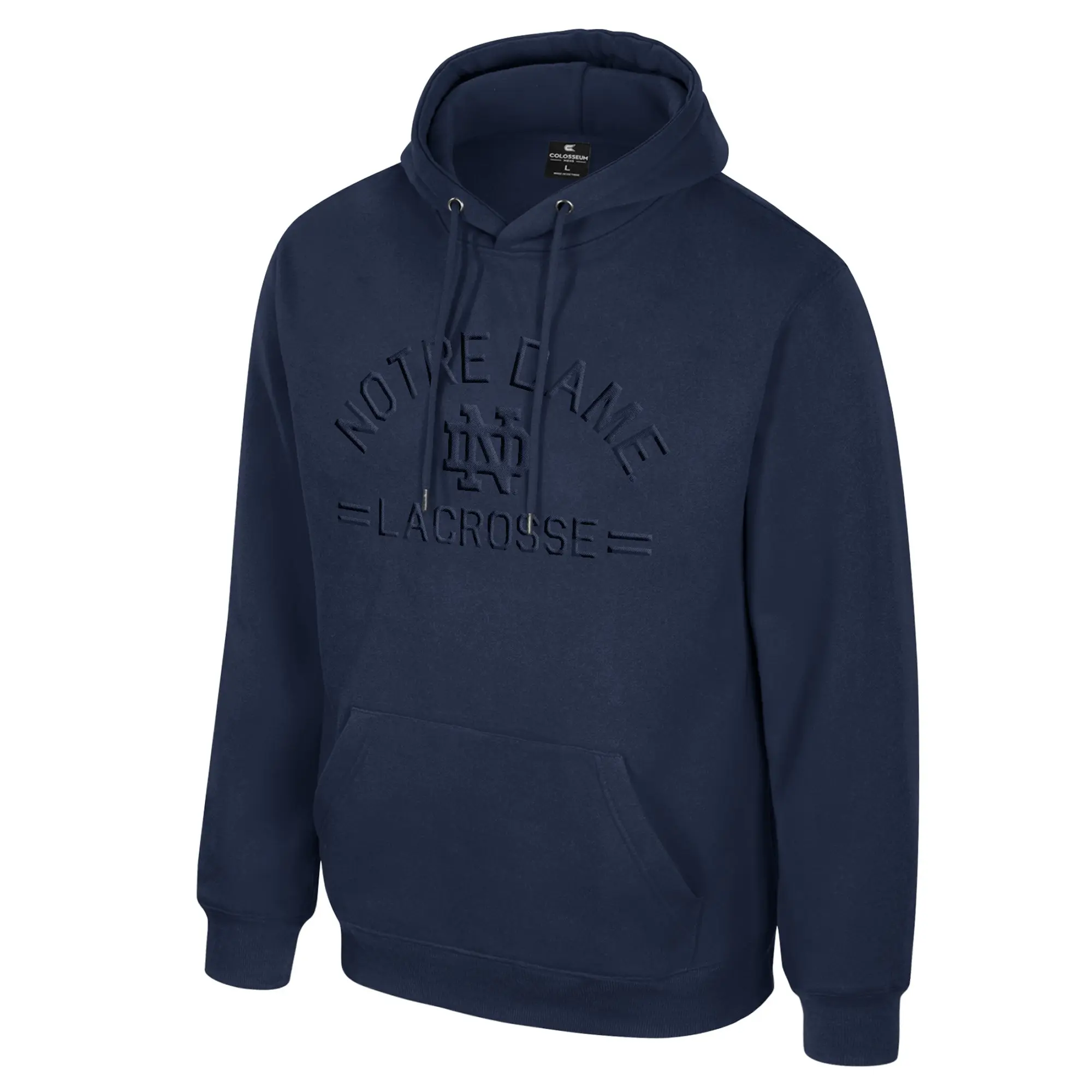 Men's Notre Dame Embroidered Tonal Lacrosse Hoodie, Menswear Tops, Kangaroo Pocket Sweatshirt, Sweatshirts, Casual, Cotton, Polyester, Long Sleeve, Zip Up Hoodie