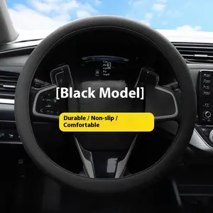 Silicone Steering Wheel Cover Elastic Glove Fit Soft Touch Durable Non-slip Comfortable Black Model for Car Interior Decoration DIY Parts - Automotive