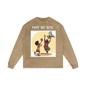 PASS THE ROCK JESUS ALREADY WON - SACRED (Acid Wash Oversize Long Sleeve T-Shirt)