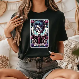 The Reader Tarot Card Shirt, Skeleton Reading Shirt, Unisex Tarot Card Shirt, Book Lover Gift, Bookish Gift, Tarot Lover Gift, Bookish Shirt