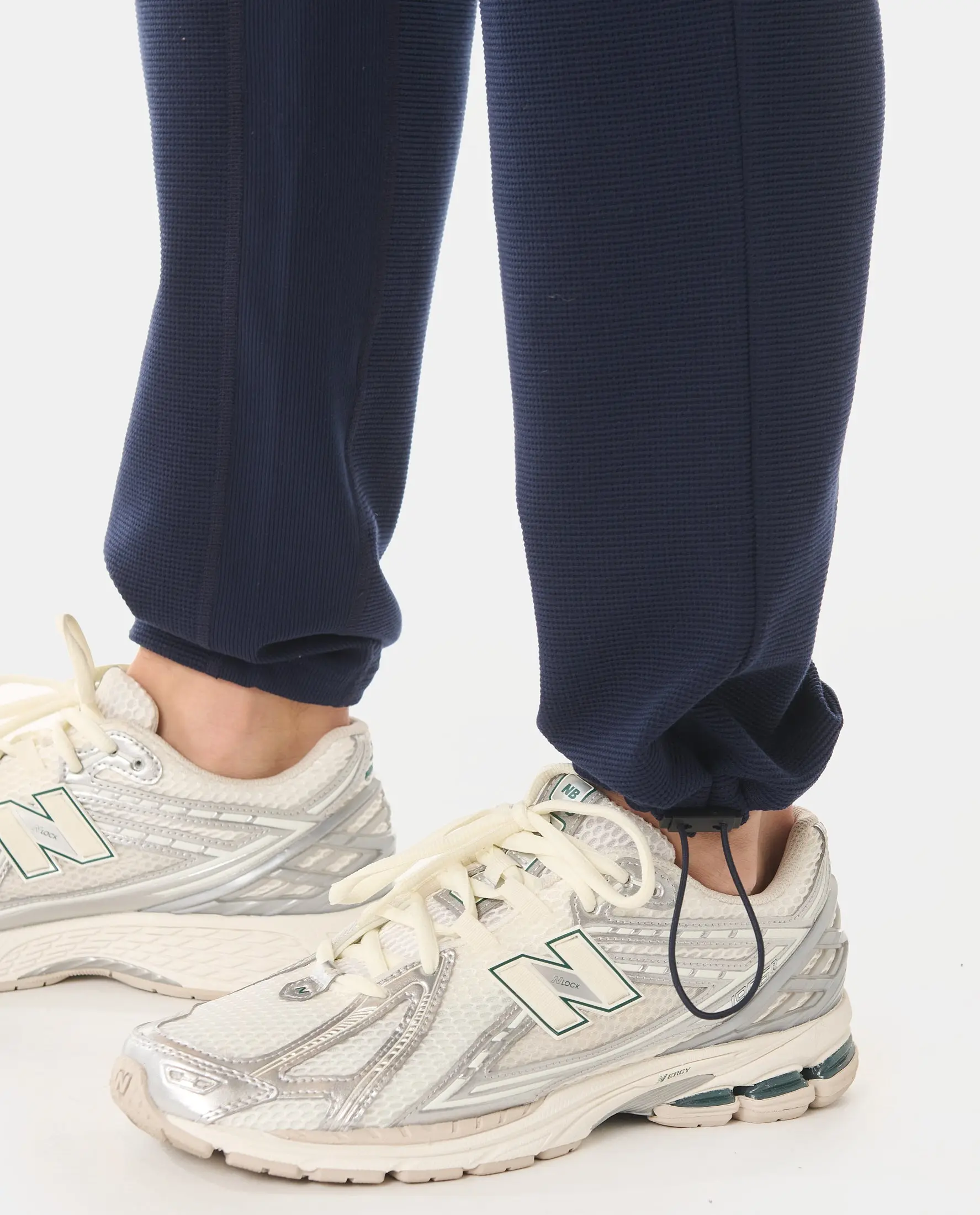 Glen Waffle-Knit Cargo Sweatpant Ink, Large