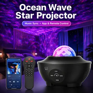 Star Projector, Galaxy Projector with Ocean Wave Light, App Remote Control Music Sync Night Light for Bedroom Ceiling Decor