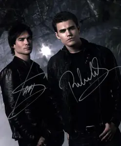 The Vampire Diaries - Paul Wesley, Ian Somerhalder Reprint (RP), Preprint, Preprinted (PP) Signed Autographed 8x10-inch Photo