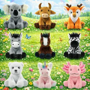 8-inch sitting plush toys Soft and adorable plush koala, sika deer, bull, horse, donkey, zebra, unicorn, salamander, and polar bear animal toys. Cute and lifelike plush animal gifts, suitable soft toys for boys and girls.
