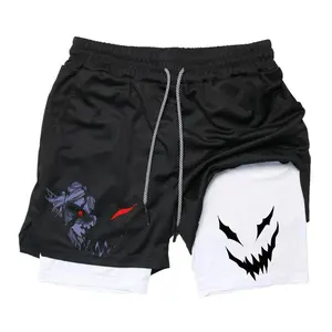 Anime Black Parthenocissus Grass Performance Shorts Summer Double Layer Beach Pants Fitness Training Pant Sports