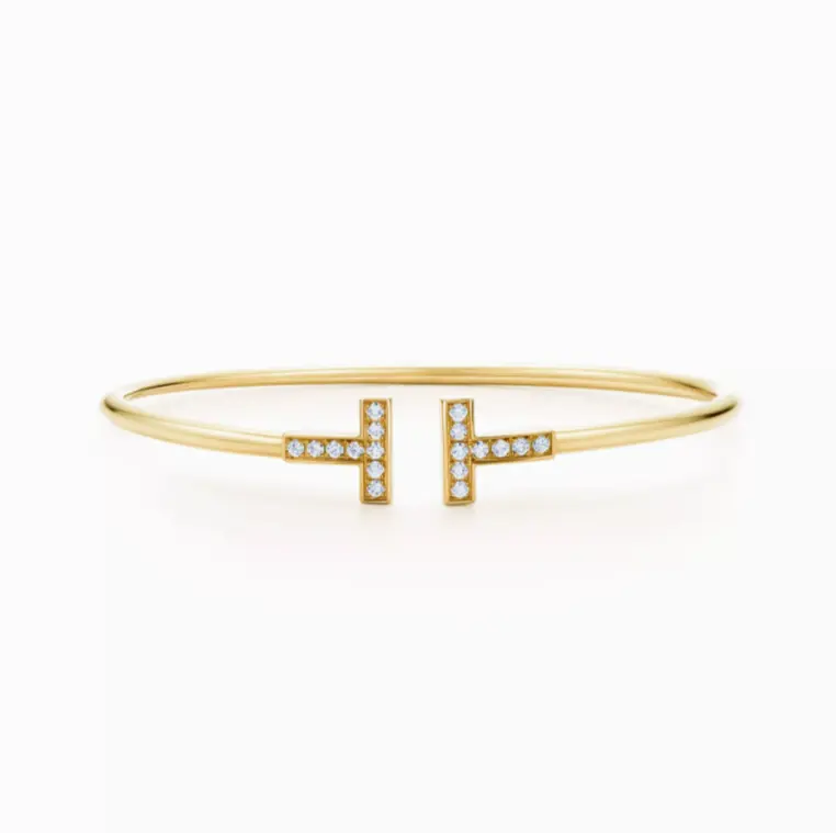 Pre-owned Tiffany T Diamond Wire Bracelet in Yellow Gold