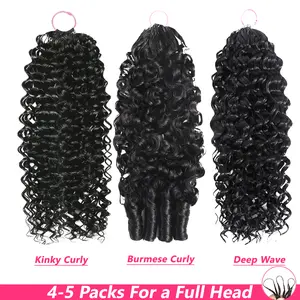 BLING HAIR Crochet Human Hair for Miracle Knots Boho Braids Nature Color 33# Color Crochet Hair Pre-Separated Burmese Curly Deep Wave Kinky Curly Crochet Hair Human Hair #Summervibes