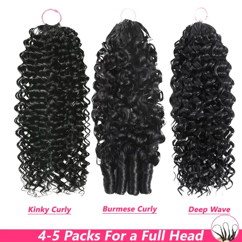 BLING HAIR Crochet Human Hair for Miracle Knots Boho Braids Nature Color 33# Color Crochet Hair Pre-Separated Burmese Curly Deep Wave Kinky Curly Crochet Hair Human Hair #TikTokShopBackToSchool