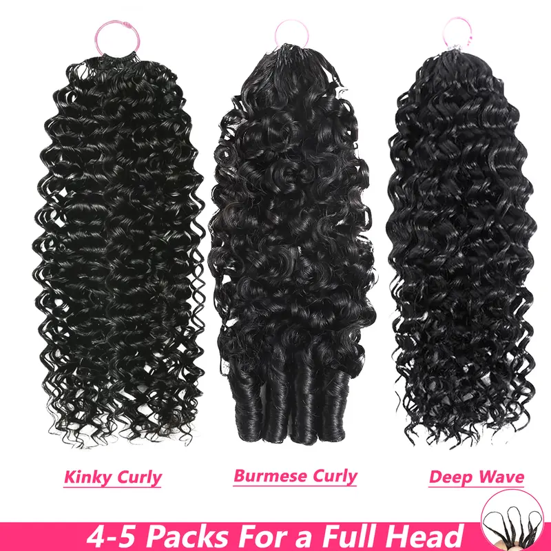 BLING HAIR Crochet Human Hair for Miracle Knots Boho Braids Nature Color 33# Color Crochet Hair Pre-Separated Burmese Curly Deep Wave Kinky Curly Crochet Hair Human Hair #TikTokShopBackToSchool
