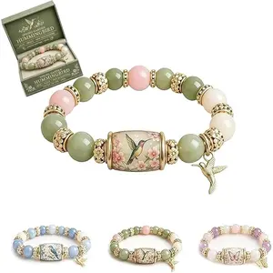 2026 Limited Edition Bluebird Blessings Bracelet, Inspirational Hummingbird Strength Beaded Bracelets, Spring Blessings Jewelry for Women