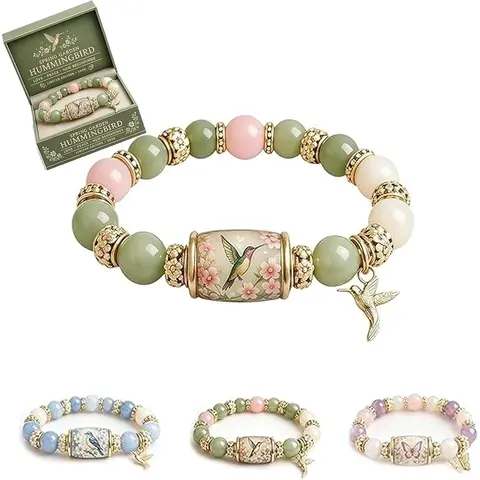 2026 Limited Edition Bluebird Blessings Bracelet, Inspirational Hummingbird Strength Beaded Bracelets, Spring Blessings Jewelry for Women