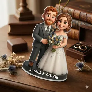 Custom 3D Photo Couple Acrylic Ornament – Personalized Wedding Keepsake Gift for Couples