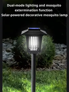 Solar Bug Zapper Outdoor – 2-in-1 Mosquito Killer Lamp with UV Light & LED, Waterproof Electric Fly Trap for Backyard Patio Garden Camping – Solar Powered Insect Killer