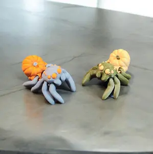 3d Printed Mini Pumpkin Spiders - set of 2 Decpr - Articulated