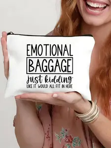 Letter Print Makeup Bag, Casual Zipper Makeup Pouch, Cosmetics Travel Bag, Wallet Pencil Case, Stationery Pouch, Multi-purpose Bag, Gifts for Friends