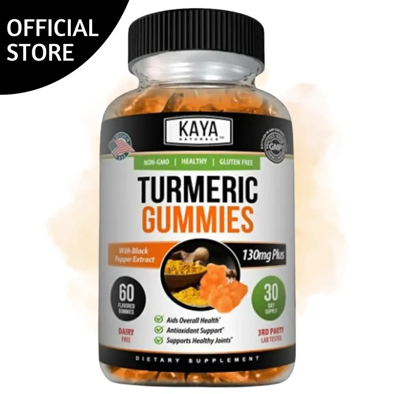 Kaya Naturals Turmeric Curcumin Dietary Gummies - Delicious Daily Wellness Support, with Black Pepper Extract, Non-GMO, Gluten-Free Curcumin Vitamins Supplements - 60 Count, Vitamin
