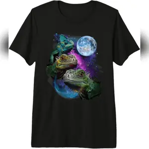 3 Moon Iguana Funny Reptile Lizard Animal Lovers Novelty Premium T-Shirt Comfy Everyday T-Shirt