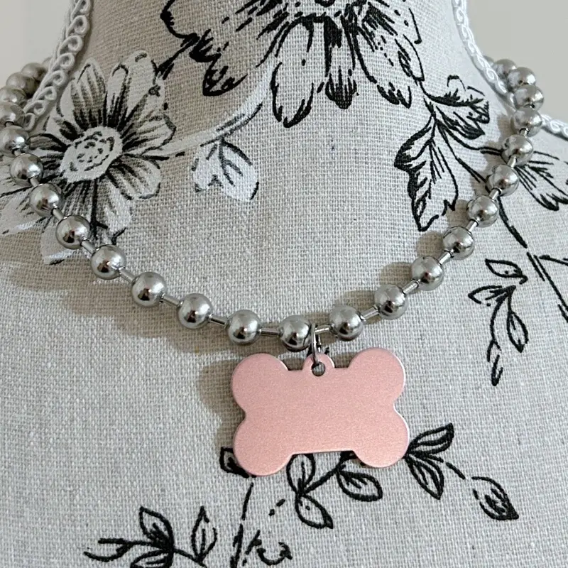 Bone Dog necklace: Pink