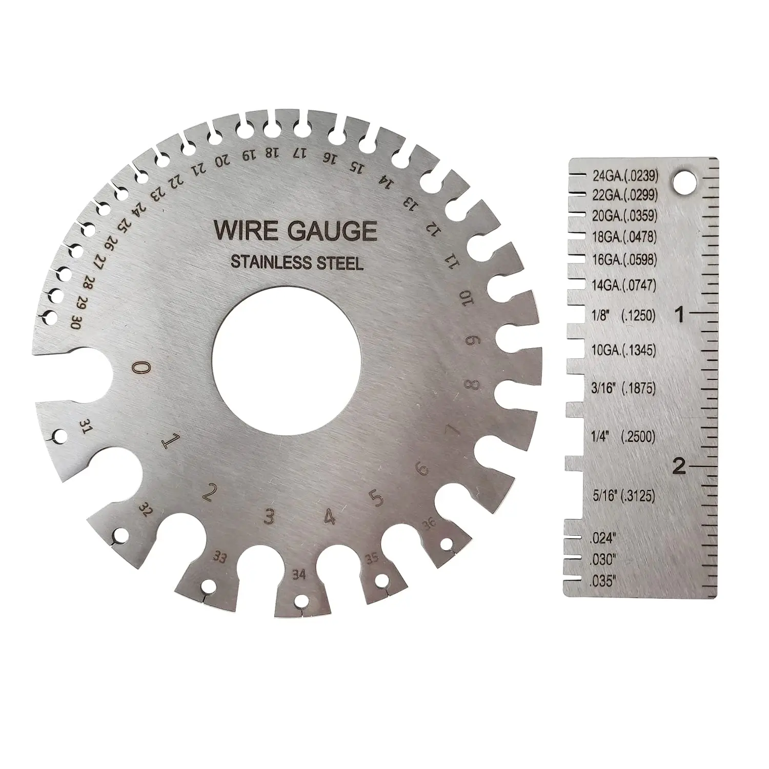 2 Pack Stainless Steel Round Dual Sided Metal Sheet Guage & Wire Metal Sheets Thickness Gauge Standard Wire Welding Gauge Kit