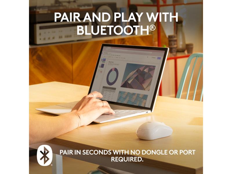 Logitech M240 Silent Bluetooth Mouse, Wireless, Compact, Portable, Smooth Tracking, 18-Month Battery, for Windows, macOS, ChromeOS, Compatible with PC, Mac, Laptop, Tablets (Off-white)