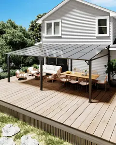 【GARVEE】12'x20' Wall-Mounted Hardtop Gazebo with 6mm UV-Resistant Polycarbonate Roof, Reinforced Aluminum Lean-to Pergola for Patio, Deck, Backyard, All-Weather Shelter, 2025 Sturdy Design