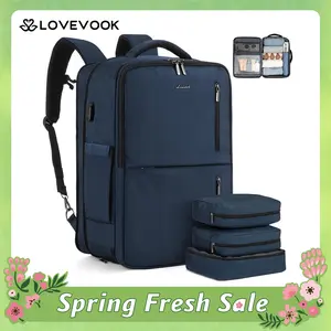 LOVEVOOK TSA-Approved Expandable Carry-on Travel Backpack with 3 Packing Cubes and Shoe Compartment, Personal Item, Airline Approved Travel Bag for Hiking, Overnight and Weekender Trips,TikTokShopSpringStatements
