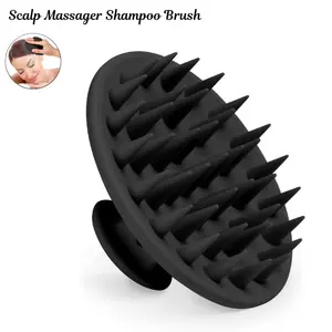 Silicone Scalp Massager Shampoo Brush for Hair Growth – Scalp Scrubber for Dandruff Removal, Soft Silicone Hair Scalp Massager & Exfoliator Brush for Wet Dry Hair Care (Black)