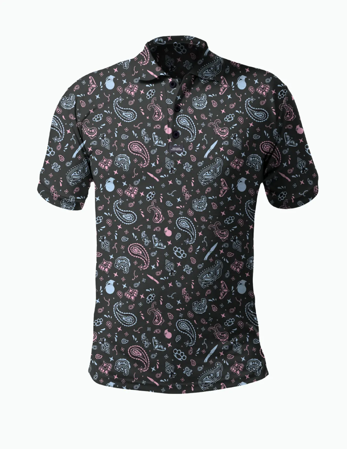 Performance Polo Shirt - Paisley, Short-Sleeve, Button-Closure, Sporty Chic, UPF 30 Sun Protection, Synthetics Fabric Sports Top for Outdoor Activities, Loose-Fitting, Breathable, 10% Spandex, 90% Polyester, S, Male, Uv Protection, Upf 30 Shield, Relaxed,