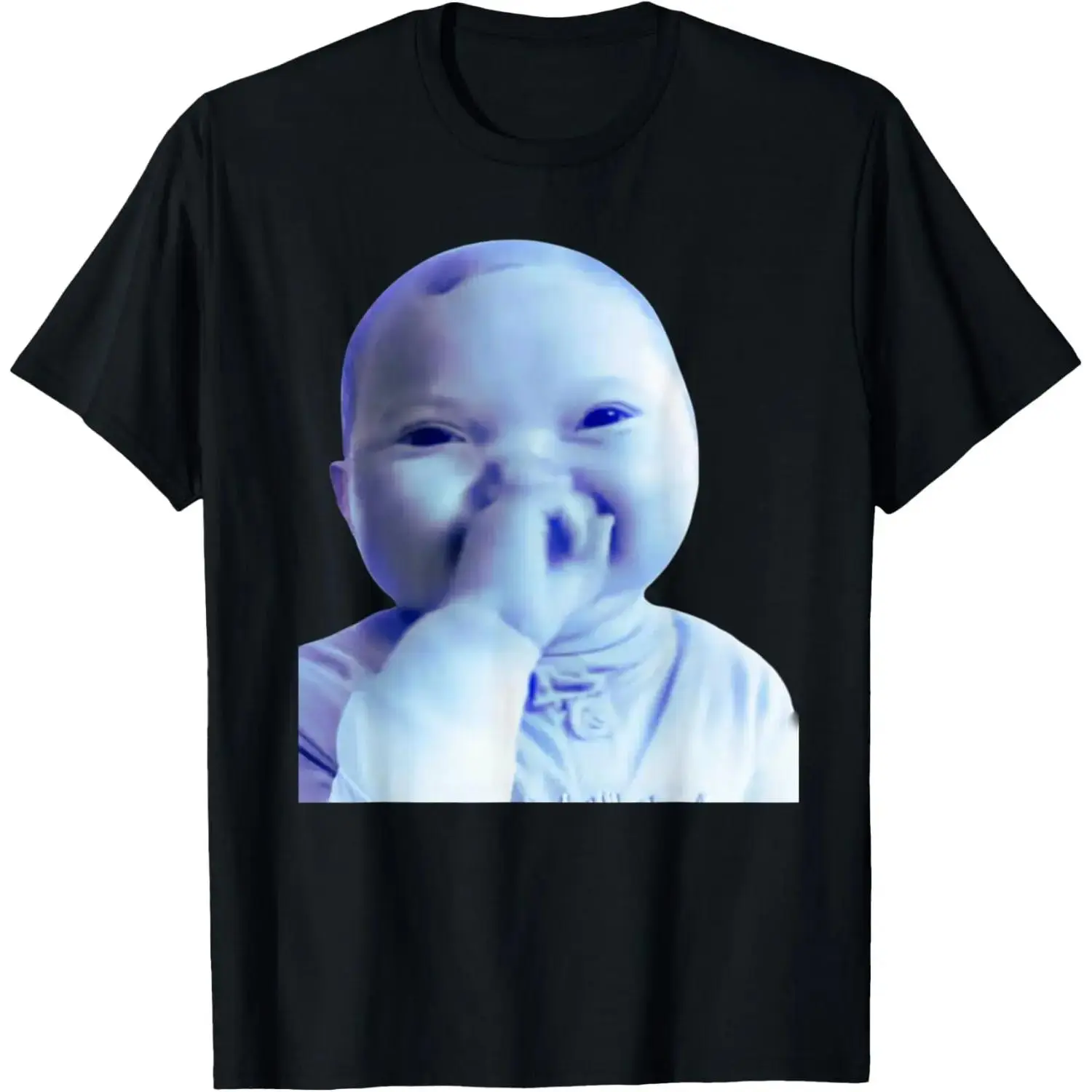 Cotton Baby Holding Laugh Meme Trending T-Shirt Featuring Humorous Artificial Intelligence Theme