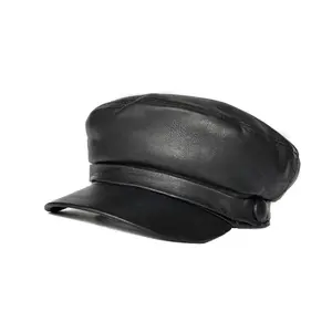 Women's Real Leather Newsboy Cap - Vintage Style Adjustable Fit for Comfort & Elegance - Genuine Leather Cabbie Beret Hat - Plain Design - Handmade in Turkey