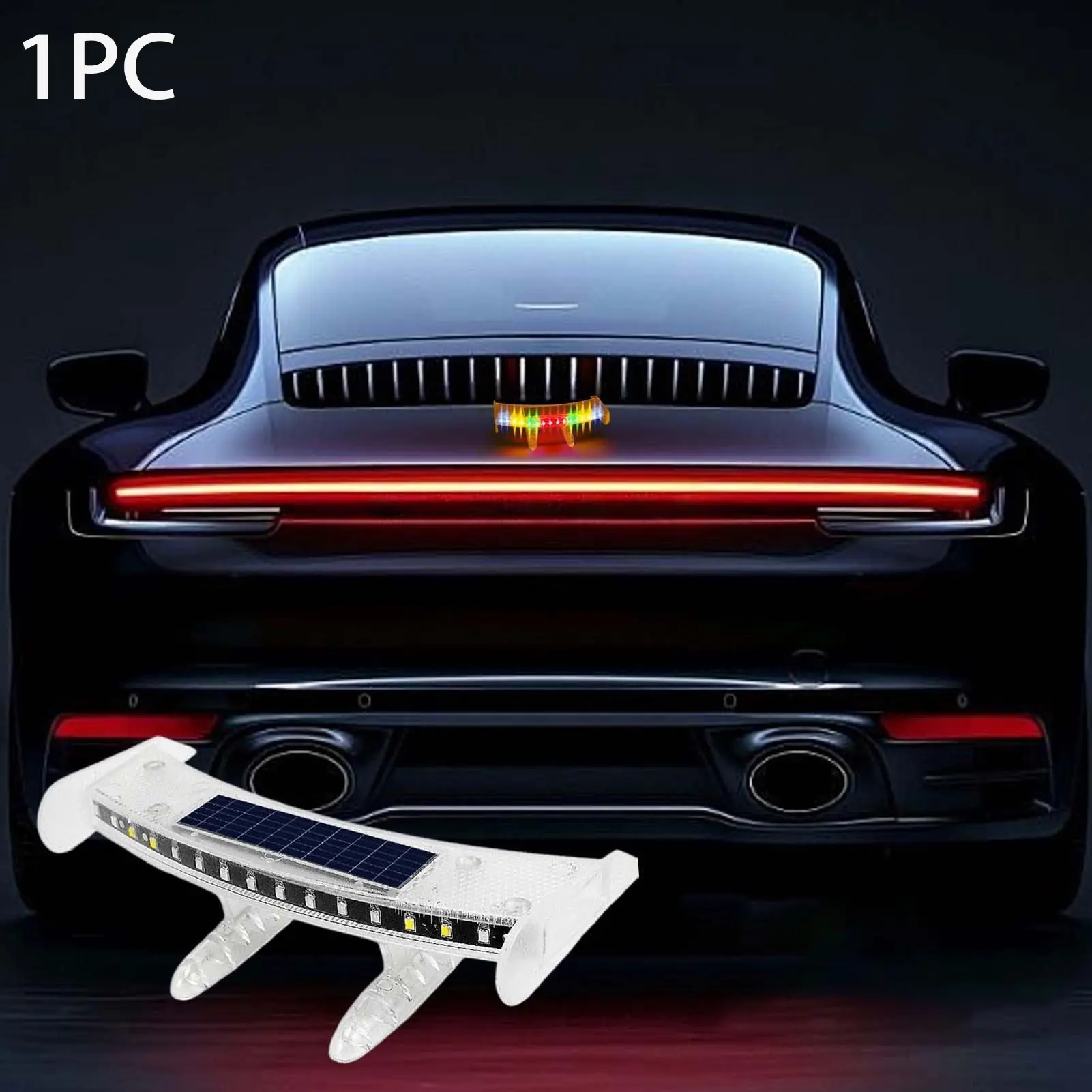 Universal Mini Solar Car Rear Spoiler Tail Light LED Flashing Warning Waterproof Wing with Smart Sensor Modified Accessories Car Lighting Accessories