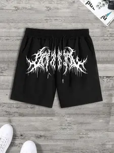 Men's Summer Casual Loose-Fit Shorts, Thorns Lightning Pattern, Perfect for Sports, Fitness & Daily Wear, Breathable & Versatile Five-Quarter Pants